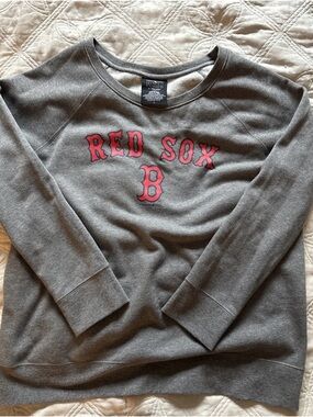 MLB Boston Red Sox Gray Crewneck Sweatshirt with Red Logo